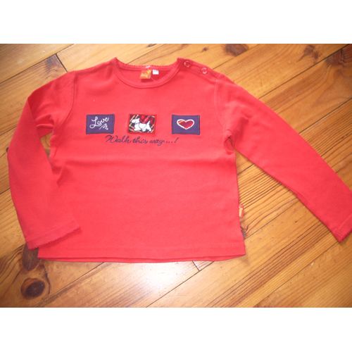 T-Shirt Smily 5ans À Manches Longues Rouge Superbes Imprimés