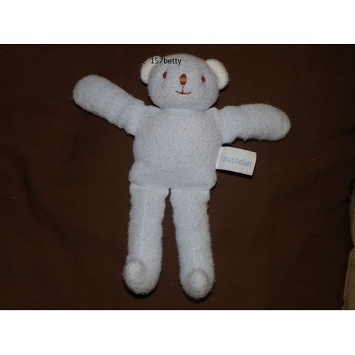 Doudou Ours Eponge Bleu Trousselier 18cm Avec Grelot.