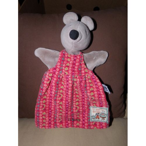 Doudou Souris Marionnette Moulin Roty La Grande Famille Souris Robe Rouge.