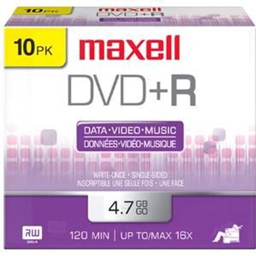 Maxell - 10 x DVD+R - 4.7 Go (120 minutes) 16x - boîtier CD étroit