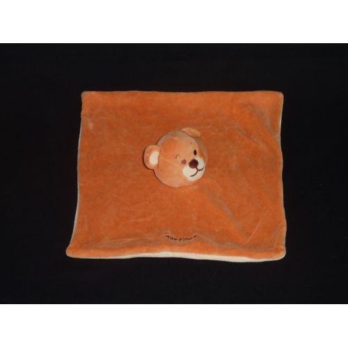 Doudou Plat Ours Orange Saumon Tim Pouce