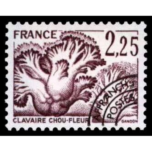 Timbre N°Pr161 Y&t 2,25f Violet Champignons Clavaire Chou-Fleur Surchargé "Affranch. Postes"