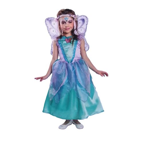 Déguisement Costume Robe De Princesse Nina Papillon Vert Et Violet Avec Ailes Et Couronne. Fille 4 Ans César