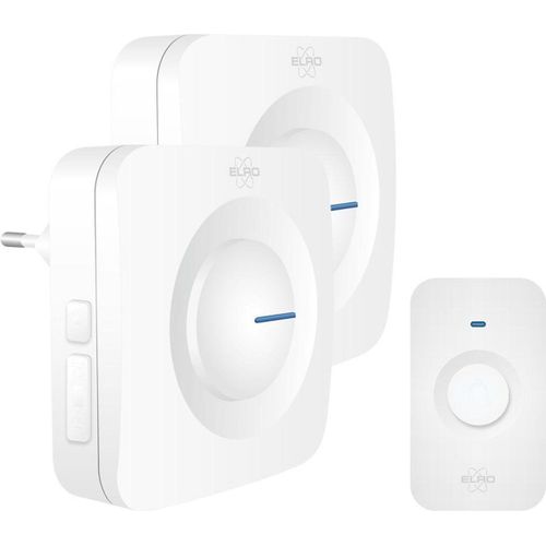 Sonnette de porte sans fil ELRO DB3000 - 2 récepteurs - 64 mélodies - Portée 300m - Blanc