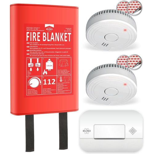 ELRO FF0404 Lot de 2 détecteurs de fumée CO avec Couverture Rigide de 1,2 m