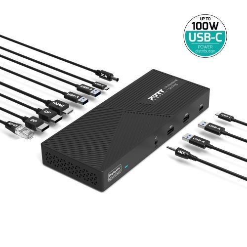 Port Design - Station d'accueil bureau 3 x 4K USB-C & USB-A 10 périphériques 100W -Référence: 901904WEU