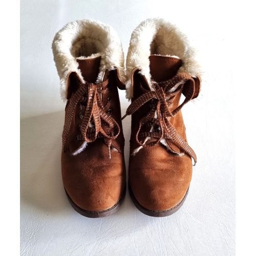 Bottines Gémo Pointure 37 Marron Et Écru À Lacets