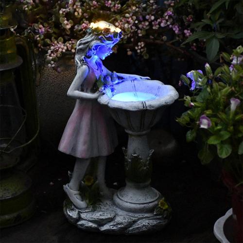 Statuette de jardin f¿¿¿¿rique, figurine d'ange solaire pour d¿¿coration ext¿¿rieure, lanterne ¿¿ effet fontaine pour terrasse, cour, pelouse, porche