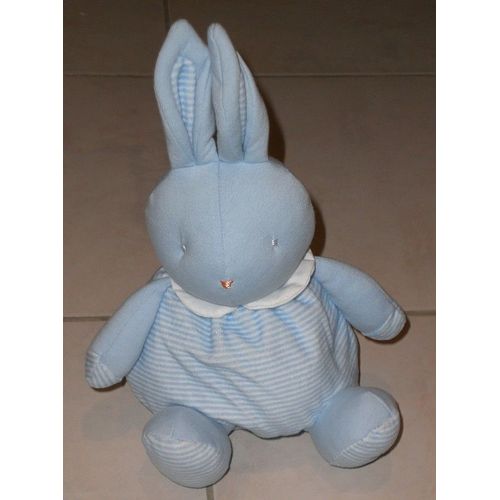 Klorane Lapin Raye Bleu Et Blanc Peluche Doudou 21 Cm