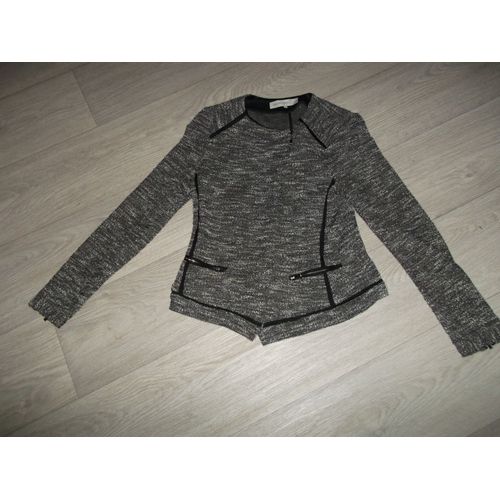 Veste Gerard Darel Grise Blanche Argentée Et Noire 38 Tbe