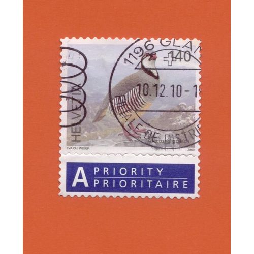 Timbre Oblitéré Used Stamp Selo Carimbado Sello Estampado Helvetia 140 Alectoris Graeca Suisse Switzerland 2009
