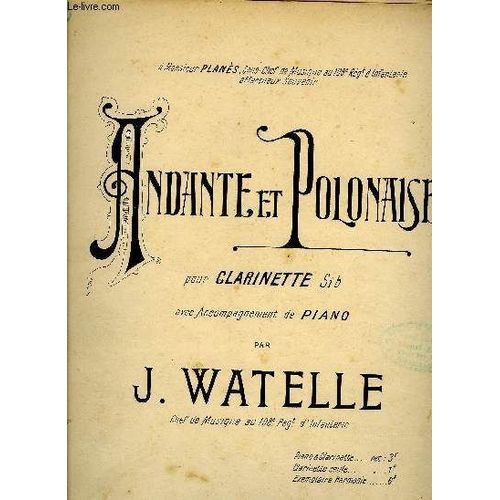 Andante Et Polonaise Pour Clarinette Si Avec Accompagnement De Piano