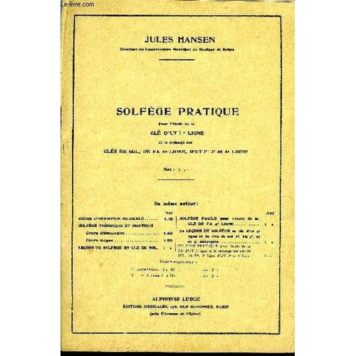 Solfege Pratique Pour L'etude De La Cle D'ut 1ere Ligne