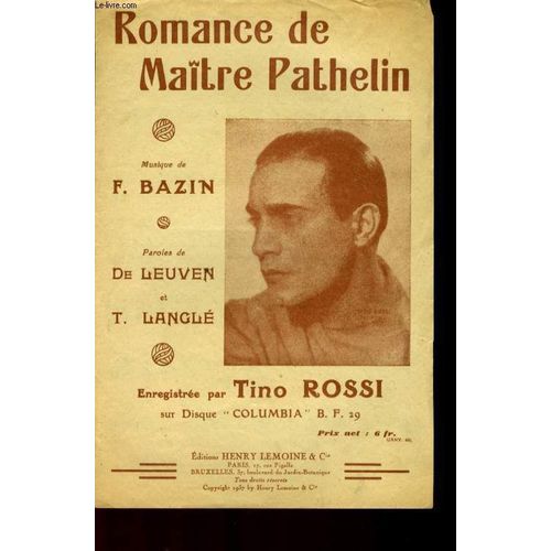 Romance De Maitre Pathelin Opera Comique