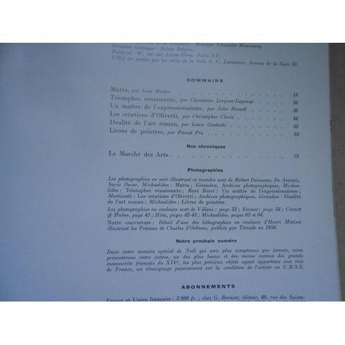Revue Art L' Oeil Noel 1957 N° 35 Voir Photo Sommaire Matta Olivetti Expressionnisme