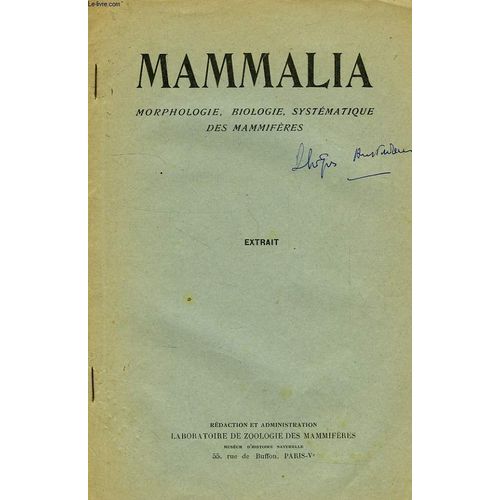 Note Sur Les Phoques Des Iles Amsterdam Et Saint-Paul, Mammalia, Morphologie, Biologie, Systematique Des Mammiferes, Extrait