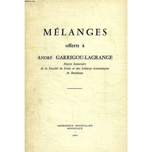 Melanges Offerts A Andre Garrigou-Lagrange