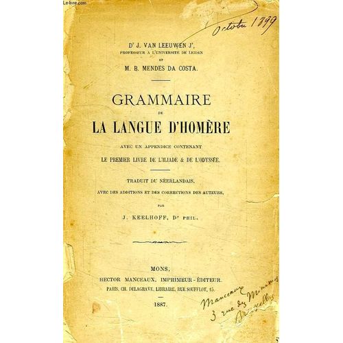Grammaire De La Langue D'homere