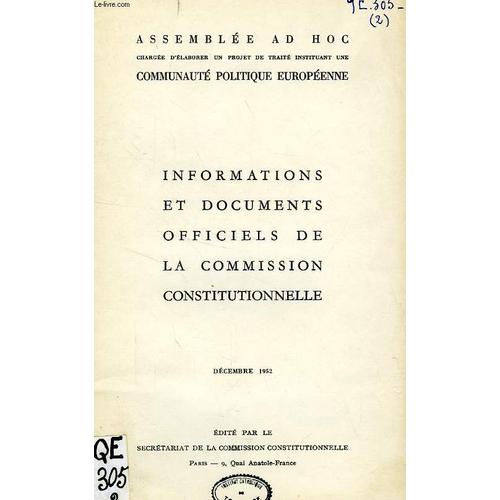 Informations Et Documents Officiels De La Commission Constitutionnelle, Dec. 1952