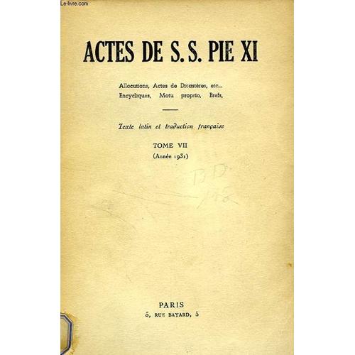 Actes De S. S. Pie Xi, Tome Vii (1931)