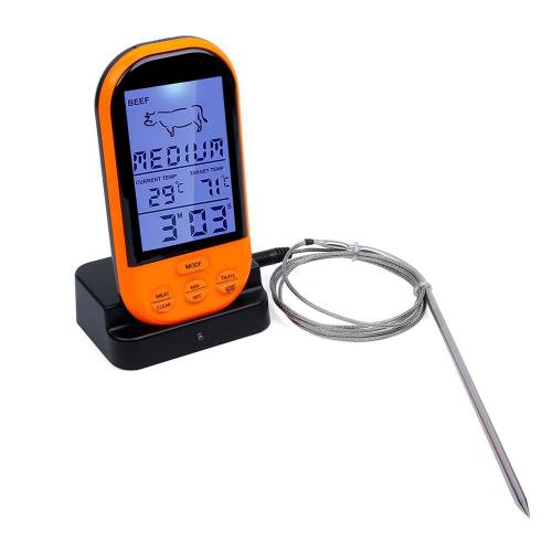 Thermom¿¿tre Num¿¿rique Sans Fil Sonde pour Viande Grill Barbecue Four Thermom¿¿tre ¿¿lectronique Avec Minuterie Alarme Sonde Enti¿¿rement ¿¿tanche Outil Cuisine UD11