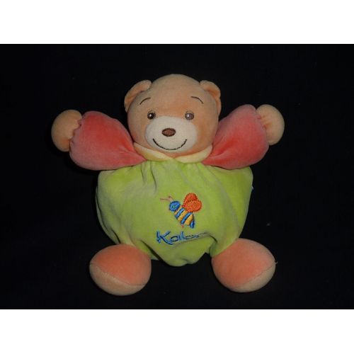 Doudou Kaloo, Ours Boule, Moyen, Vert Brodé Abeille
