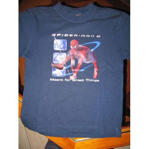 T-Shirt Spiderman Bleu Foncé À Manches Courtes Taille 10 Ans
