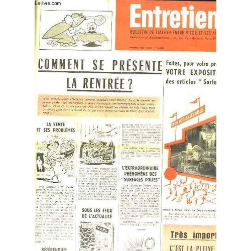 Entretien ...S N°31 - 9e Année : Comment Se Prépare La Rentrée ?
