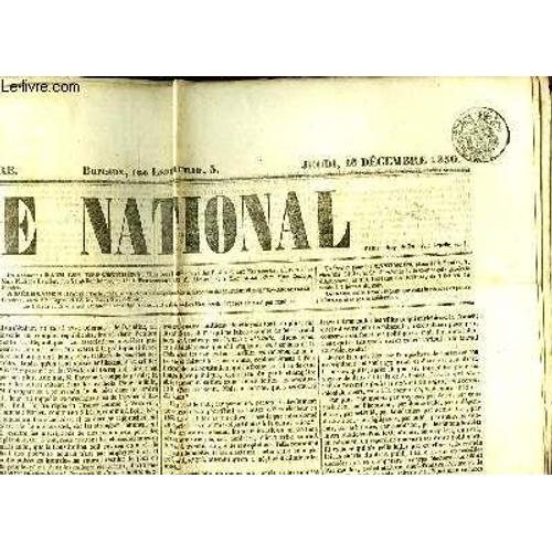 Journal Le National, Du Jeudi 26 Décembre 1850 : Impuissance Et Péril, Par Lefranc - Jane Wilbred