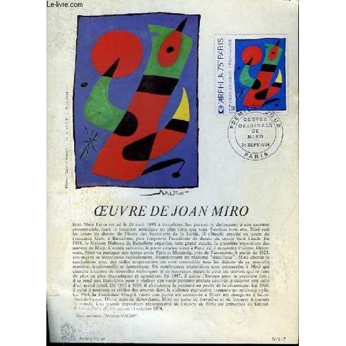 Document Philatélique Premier Jour, Avec Timbre Oblitéré N°147 : Oeuvre De Joan Miro