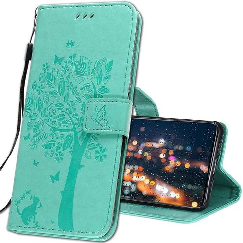Coque Pour Realme 7i Rabat Etui,Realme 7i Protection Housse En Cuir Pu,Coques Portefeuille Pour Realme 7i Smartphone. Kt1 Wish Tree Green