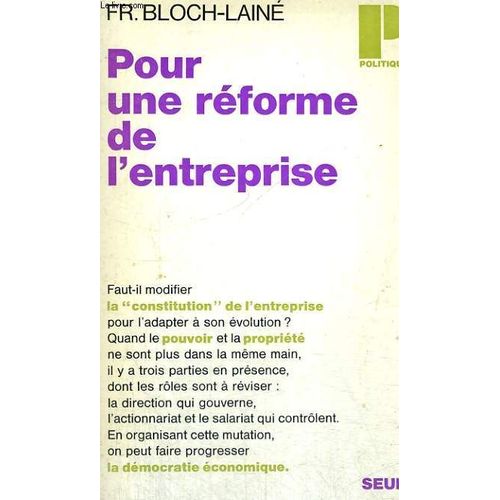 Pour Une Reforme De L'entreprise - Collection Politique N°8