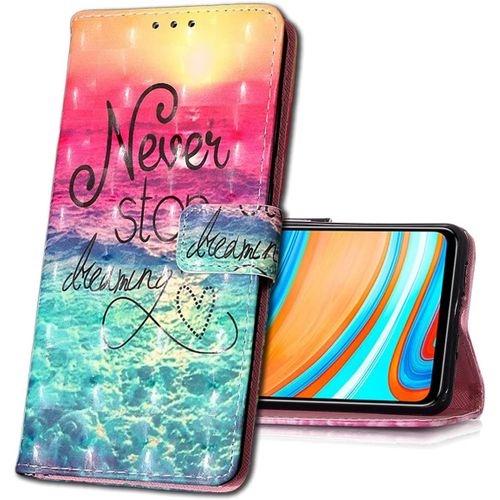 Coque Pour Xiaomi Redmi Note 10,Etui Nouveau 3d Effet Cuir Pu+Tpu Silicone Carte Antichoc Support Portefeuille Magnetique Housse Pour Xiaomi Redmi Note 10s. Yb Sea