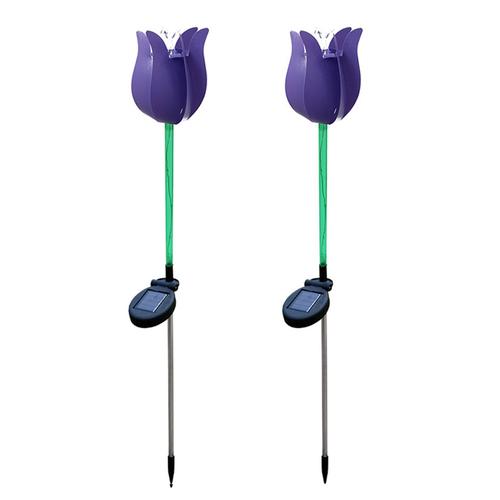[Ander Online] (Pack De 2) Lampe Solaire À Moulin À Vent Tulipe Lampe Décorative D'extérieur À Led Pour Pelouse - Violet 2-Pack (Taille Du Produit: 72 * 8 * 8 Cm)