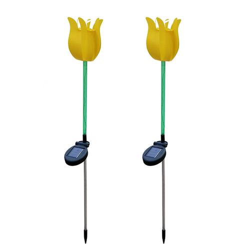 [Ander Online] (Pack De 2) Lampe Solaire À Moulin À Vent Tulipe Extérieure Led Décorative Pour Pelouse Jaune Clair 2-Pack (Taille Du Produit: 72 * 8 * 8 Cm)