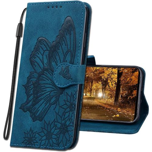Coque Pour Nokia 3.4 Rabat Etui,Nokia 3.4 Protection Housse En Cuir Pu,Coques Portefeuille Pour Nokia 3.4. Cy2 Butterfly Blue