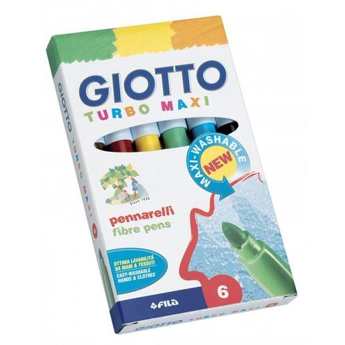 Giotto Turbo Maxi - Etui Carton De 6 Feutres Assortis