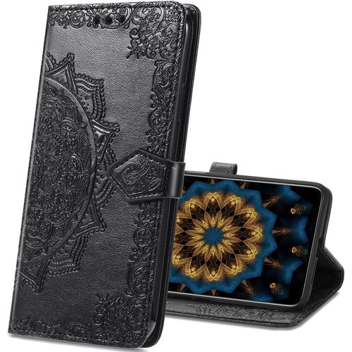 Coque Sony Xperia 1 Ii,Mandala Emboss [Stand Support] [Porte-Cartes De Credit] [Fermeture Magnetique] Portefeuille Etui Housse Coque Pour Sony Xperia 1 Ii. Sd Mandala Black
