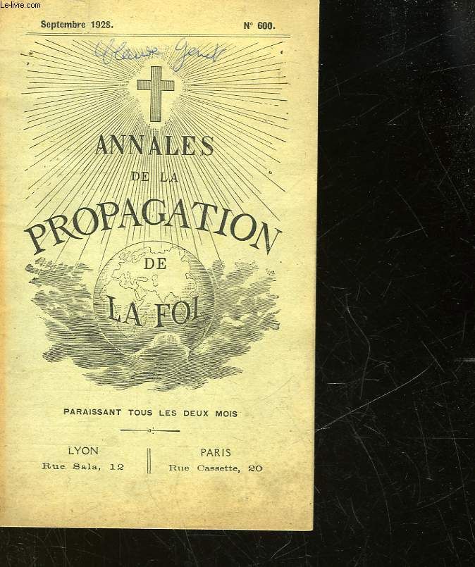 Annales De La Propagation De La Foi - N°600