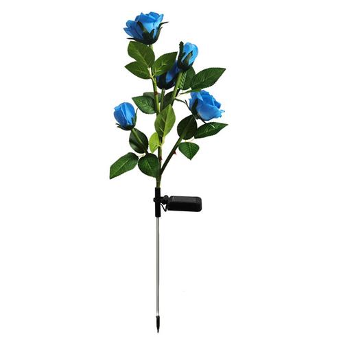 [Ander Online] (Fleur Bleue, Panneau Solaire Carré) Lampe Rose Solaire À 5 Têtes