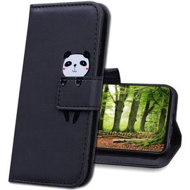 Xiaomi Redmi Note 9s Coque En Cuir,Mignon Cartoon Animal Etui Portefeuille Housse,Etui A Rabat Fonction Stand Etui Coque Pour Xiaomi Redmi Note 9s / Note 9 Pro. Hm Black Panda