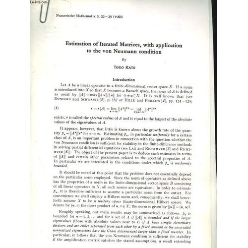 Estimation Of Iterated Matrices, With Application To The Von Neumann Condition