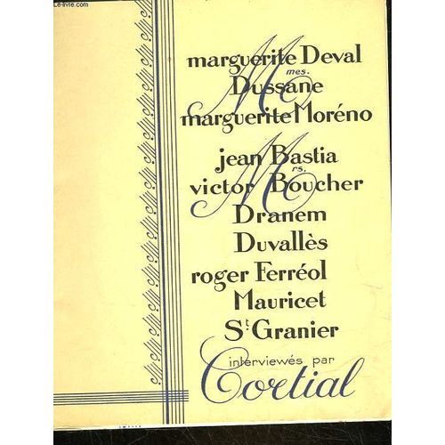 Marguerite Deval Mes Dussane - Marguerite Moreno - Jean Bastia Rs. Victor Boucher Dranem, Duvalles, Roger Ferreol, Mauricet St Granier
