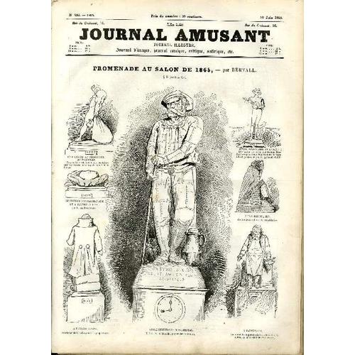 Le Journal Amusant N° 493 : Promenade Au Salon De 1865, Un Entretien D'alexandre Dumas, Les Transformations De L'habit, Croquis Militaires, Fantasias