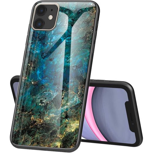 Cas De Telephone Pour Apple Iphone 12/12 Pro - Etui De Protection Antichoc A Encliqueter Avec Motif En Marbre A Coque Arriere En Verre Pour Iphone 12/12 Pro Ls Marble Green