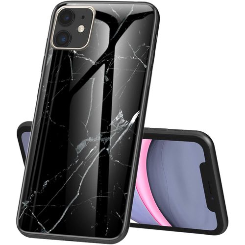Cas De Telephone Pour Apple Iphone 12/12 Pro - Etui De Protection Antichoc A Encliqueter Avec Motif En Marbre A Coque Arriere En Verre Pour Iphone 12/12 Pro Ls Marble Black
