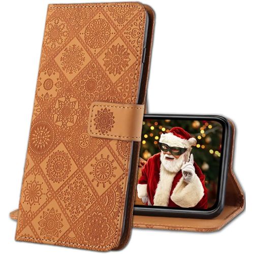 Coque Apple Iphone Xs Max,Antichoc Housse Pu Leather Gaufrage Flip Case Portefeuille Etui Rabat Bequille Fentes Pour Cartes Magnetique Coque Pour Apple Iphone Xs Max. Cy3 Brown