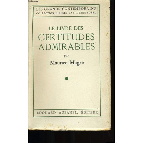 Le Livre Des Certitudes Admirables