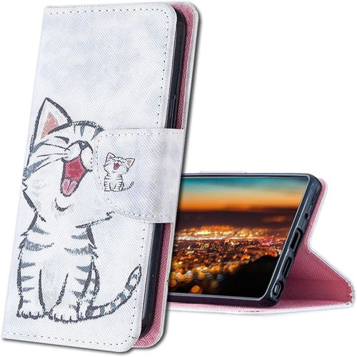 Cuir Premium Coque Pour Xiaomi Redmi Note 9t,Durable Leger Classique Con?U Etui En Pu Cuir Portefeuille Etui Housse Pour Xiaomi Redmi Note 9t 5g. Hx1 Smile Cat
