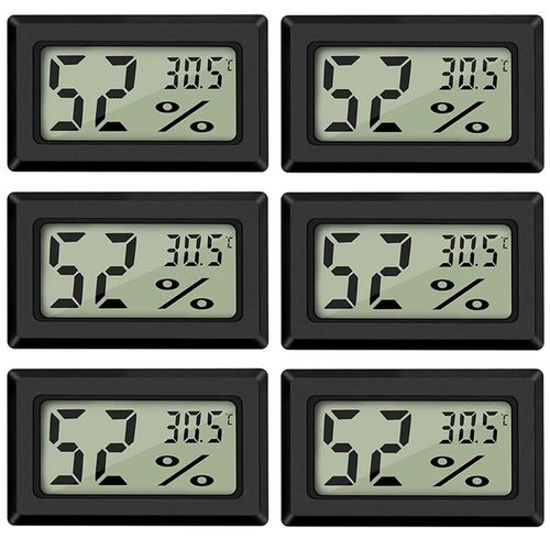 Mini Digital LCD Thermomètre Hygromètre Température Humidité -50 70° 10% 99% RH Thermomètre Portable Thermo Hygromètre Indicateur pour Bureau Cuisine Humidors Incubateurs Reptiles (6 PCS)